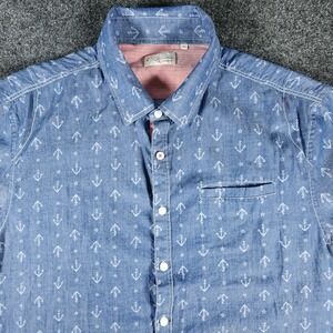 7 DIAMONDS - Men's Short Sleeve Nautical AOP Button Up Shirt 3XL Blue